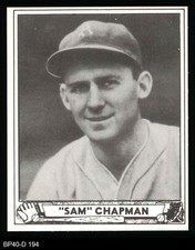 1940 Play Ball Reprint #194 Sam Chapman Athletics 8 - NM/MT