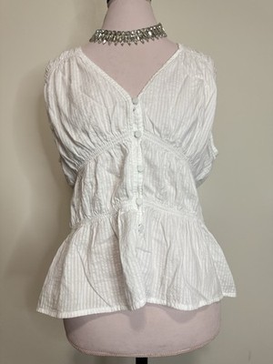 Rye Grass Elegant White Women's v-neck tank top 100% cotton in size XL