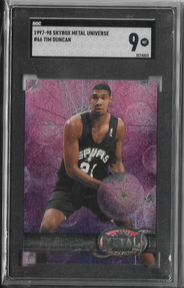 SGC 9 Mint 1997-98 Skybox Metal Universe TIM DUNCAN RC Rookie #66 HOF'er!!!
