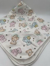 Vintage Carters Cotton Pastel Receiving Blanket With Bears Honey Pots And Bees