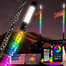 4FT Spiral LED Whip Light Antenna RGB Chasing w/strobe For Can Am X3 RZR UTV ATV