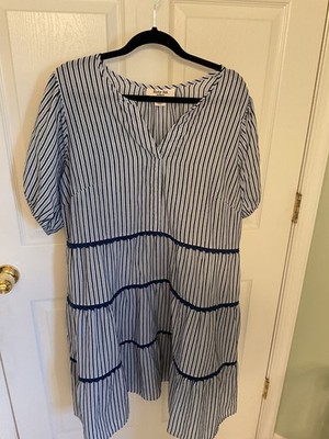 Ruby Rd. NWT Plus Size Dress Size 1X Blue White Stripe