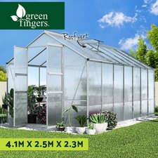 Green Fingers Greenhouse Aluminium Green House Double Doors Garden 4.1x2.5x2.3M