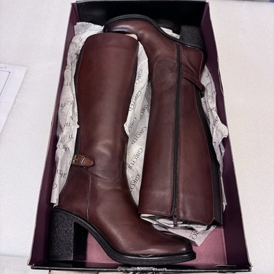 Women s Tall Girotti Leather Brown Riding Boot Heeled EU 37/US 6.5 New