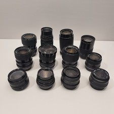 Vintage Camera Lenses Lot - 12 Assorted Lenses - Zoom/Fixed - Untested