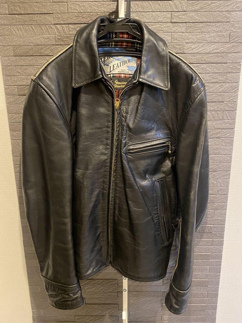 エアロレザー メンズ 38 本革 90sヴィンテージ AERO LEATHER】エアロレザー メンズ 38 本革 90sヴィンテージ エアロ
