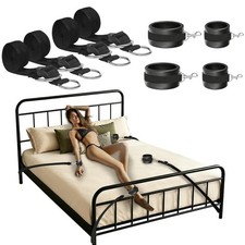 BDSM Bondage Kit - Bed Restraints for Couples, Adjustable Straps, Black
