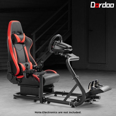 Dardoo Racing Simulator Cockpit Semi Open With Red Seat Fits For Logitech G920