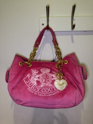 Juicy Couture UK hot pink scottie twig dog fluffy hobo bag S