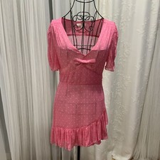 LOVESHACKFANCY Azrael Polka Dot Dress Pink Size 2