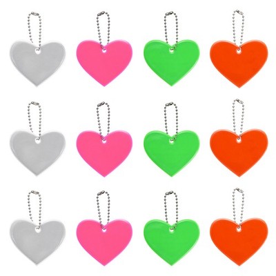 Safety Reflector, Heart Shaped Reflective Keychain, 12Pcs & Color Set 2