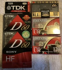 6 Lot cassette Recording Tapes Different Brands (Sealed)