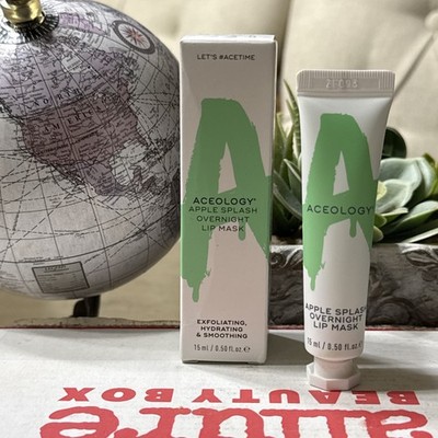 ACEOLOGY Overnight Lip Mask Exfoliate APPLE SPLASH .50oz/15mL FULL SZ EXP 10-26