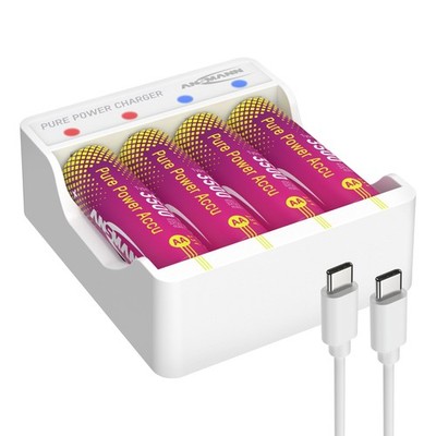 ANSMANN Pure Power Set - 4x Mignon AA Akkus und Lademodul