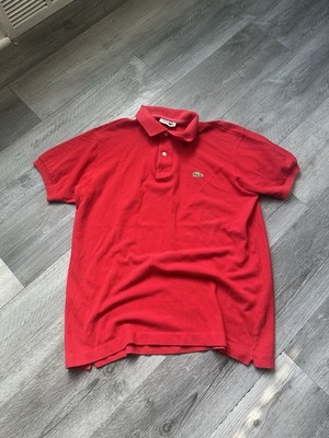 Vintage 70s-80s Lacoste Red Polo Shirt French Made 100% Cotton L/XL