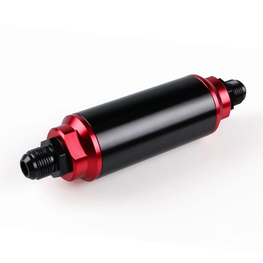44mm 40 Micron Racing Inline Fuel Filter With AN 6 8 10 Fit Adapter For Car Foto 3 de 4