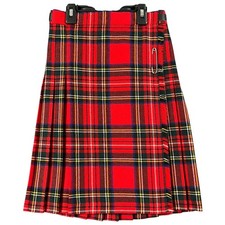 Highland Home Industries Kilt Girls 8 Red Tartan Wool Plaid Pleated School Wear