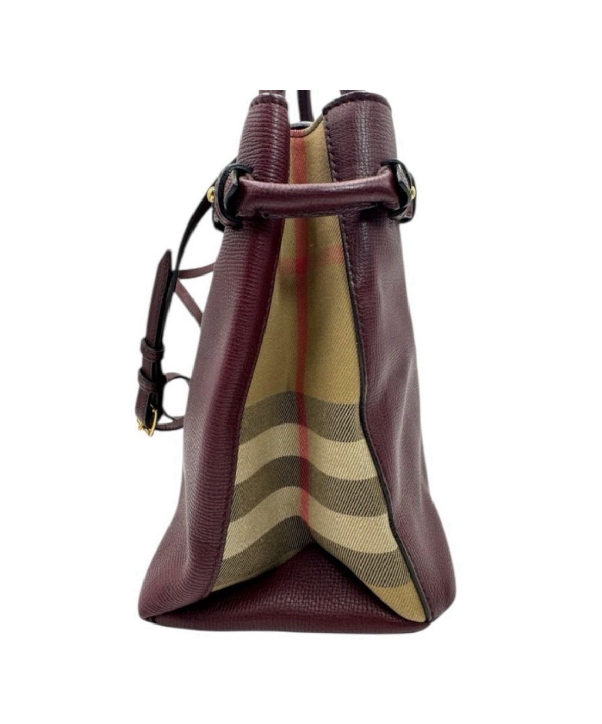 Burberry Elderberry Leather House Nova Check Medium Banner Tote Bag Preloved Ex+ image 9