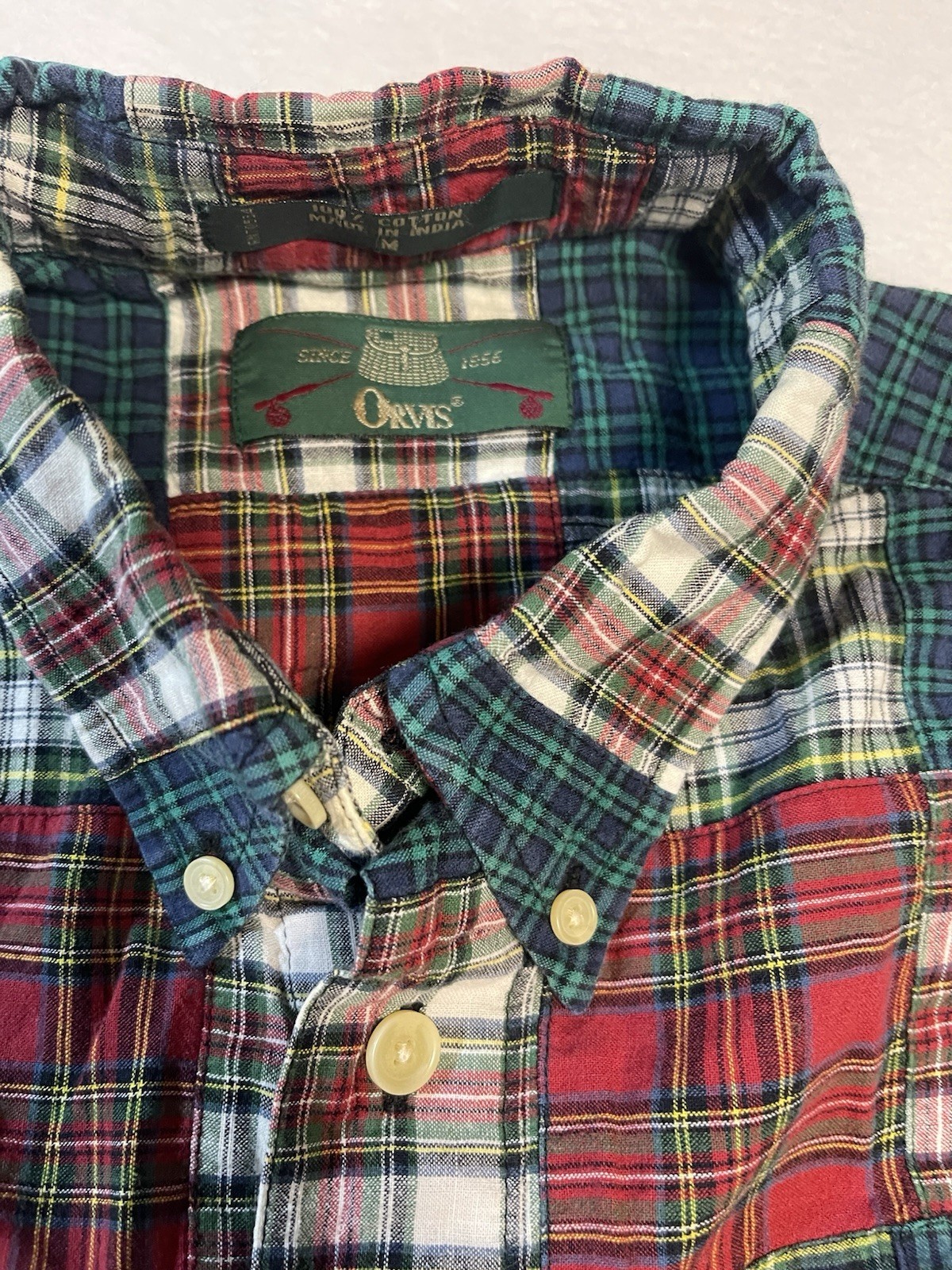 ORVIS- PATCHWORK PATTERN- LONG SLEEVE -BUTTON DOW… - image 5