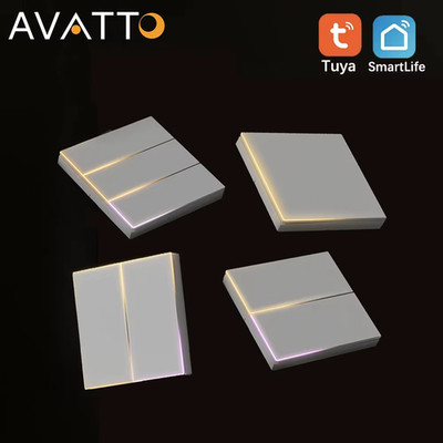 WiFi Tuya EU Smart Light Switch with Ambient Light,1/2/3/4 Gang Button Light Swi
