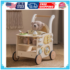 ROBOTIME Wooden Baby Walker, Baby Push Walker, Baby Activity Center Toys - To...