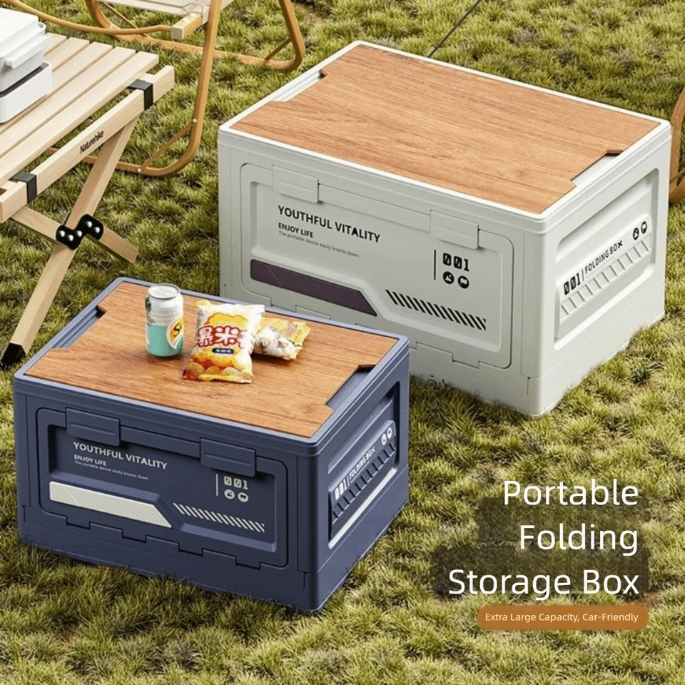 Wood Lids Camping Storage Box Large Capacity Organizer Box  Camping - Image 3 of 4