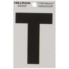 Hillman 840836 Black/Silver Mylar Self-Adhesive T Letter 3 H in. Pack of 6 