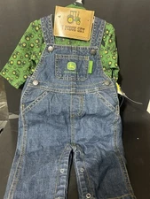Infant Boys John Deere Overalls Outfit With Bib And Hat Size 0/3 Months New