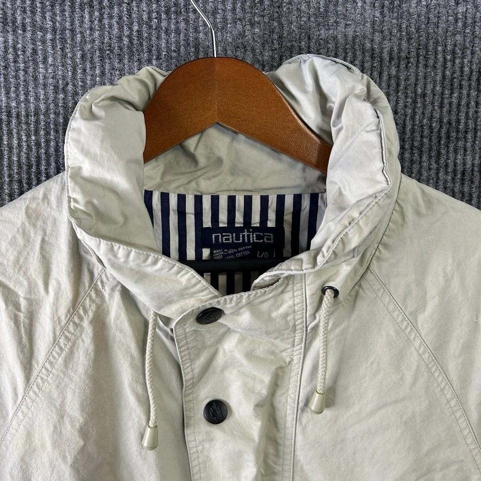 Chaqueta de Vela Nautica Vintage Hombre Grande Beige Cremallera Con Capucha Foto 2 de 4