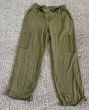 Free People Tahiti Pull On Cargo Pants Dried Herb Sage Green 6