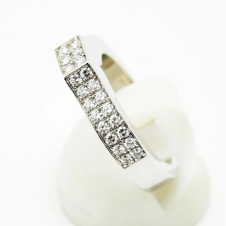 Anillo Chopard Oro Blanco 18k Pavé Diamantes 2 Filas Banda Pulido Regalo US5.75-6 Foto 4 de 4