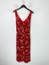 &Other Stories Red Floral Midi Sheath Dress Sleeveless V Neck Tie Back UK 14