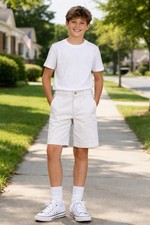Class Club Boys White Chino Shorts Size 12 100 Cotton Adjustable Waist