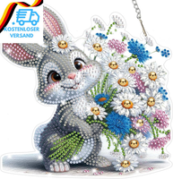 Lxmsja Kaninchen Diamond Painting AnhäNger, 5D Hase Diamond Painting Blumen Fens