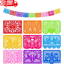 2 Packs Mexican Party Decoration 18 Feet Plastic Papel Picado Fiesta Banner Cin