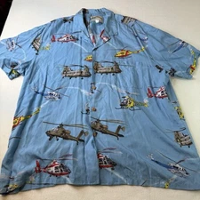 Paradise Found Helicopter  AOP Shirt Men’s 2XL Button Coast Guard Camp
