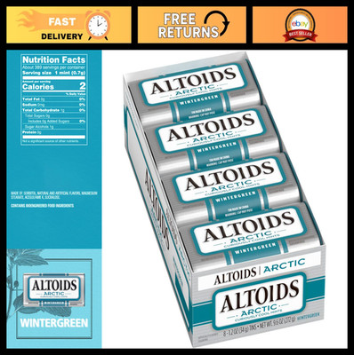 Sugar-Free Wintergreen Breath Mints - Bulk Hard Candy, 1.2 oz Tin (8 Pack)