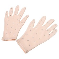 1Pair Khaki Figure Skating Gloves for Women Rhinestone Performance Dance Gloves
