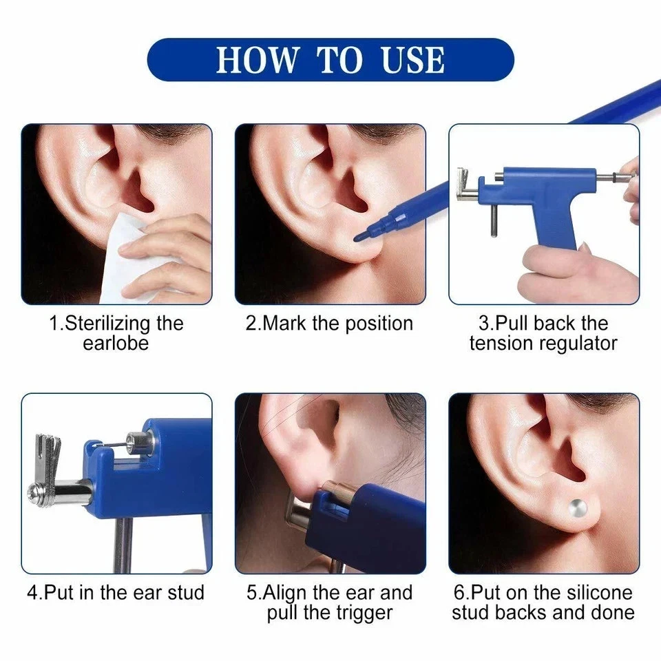 Stainless Steel Body Ear Piercing Tool Set Ear Nose Navel Piercing Machines image 6