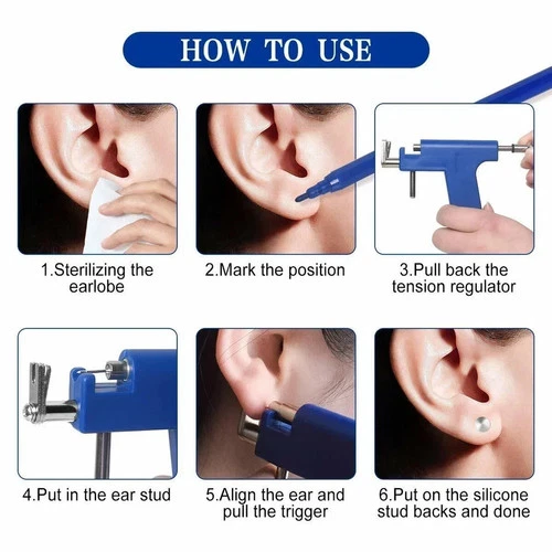 Stainless Steel Body Ear Piercing Tool Set Ear Nose Navel Piercing Machines image 6