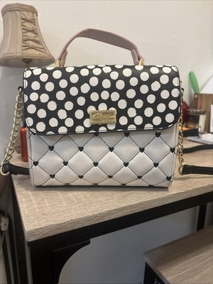 Luv Betsey By Betsy Johnson Be Mine Collection White/Black Hearts Gold Accents. 