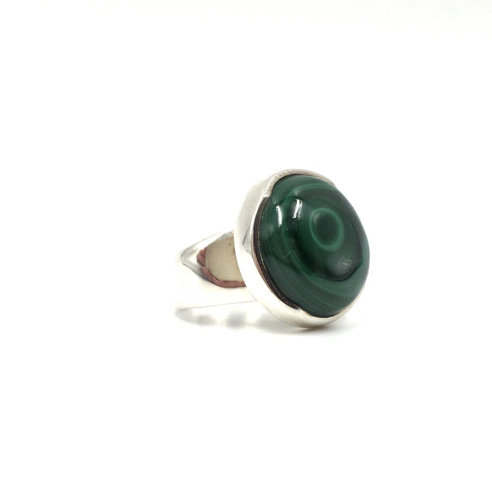 Anello argento 925 malachite verde vintage dichiarazione gioielli donna... - Immagine 2 di 4