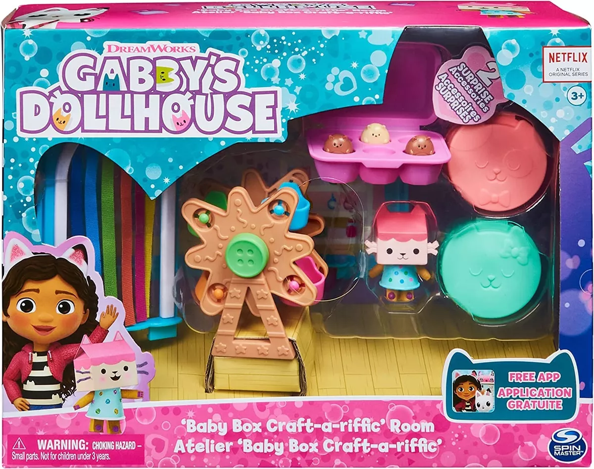 GABBY'S DOLLHOUSE Complete Set 6 Rooms KITCHEN BATH BED MUSIC PLAY CRAFT  NEW