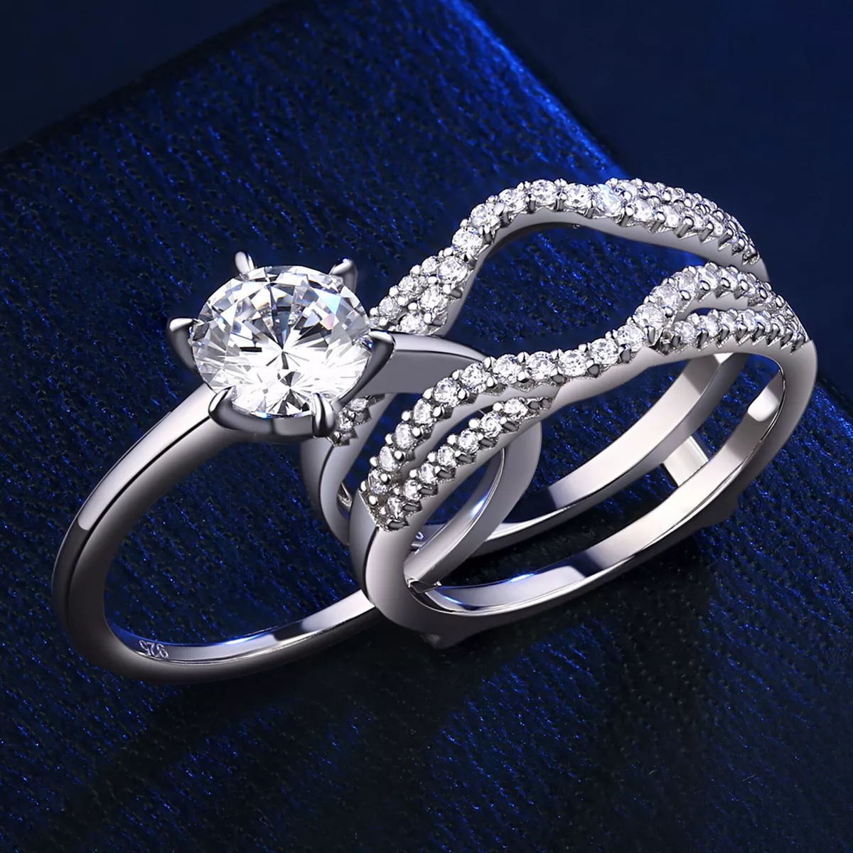 Ring With Side Stones Jewelry 925 Sterling Silver Wedding Engagement Ring  For Woman 38ct AAAAA CZ Simulated Diamond Heart Bridal Sets 230707 From  Huafei10, $27.43 | DHgate.Com