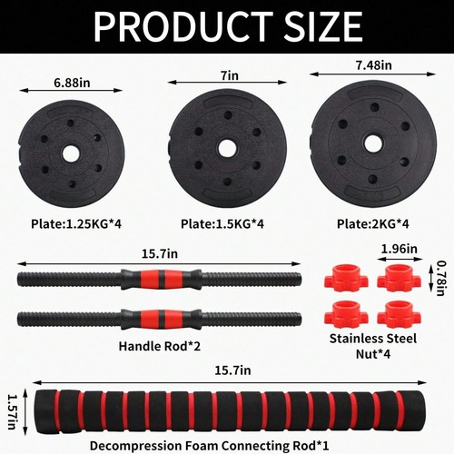Adjustable Dumbbell Set, Barbell with Bumper Plates, Home Gym Strength Training - Picture 2 of 12