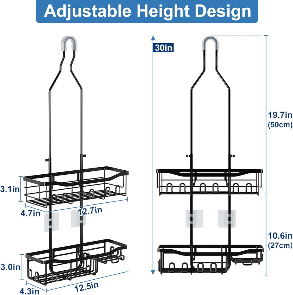 Upgraded Extended Shower Caddy Over Showerhead No Blocking Design