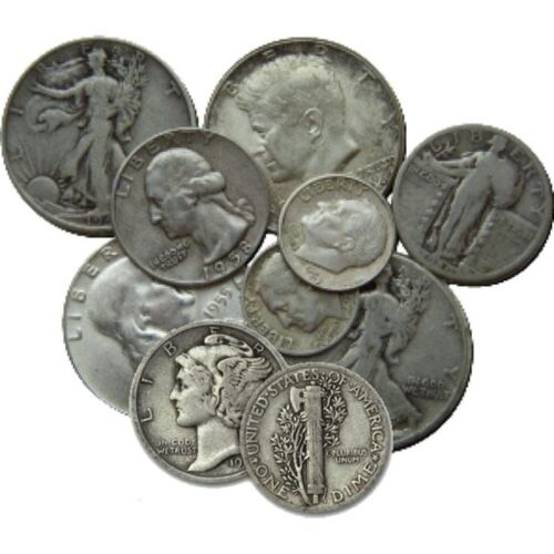 90% Junk Silver Coins $1 Face Value - Mixed Coins Average Circulated Condition - Afbeelding 1 van 1
