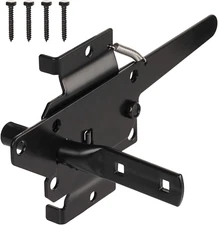 Post Mount Self-Locking Gate Latch – Black Safety Latch for Wood/Vinyl Fence