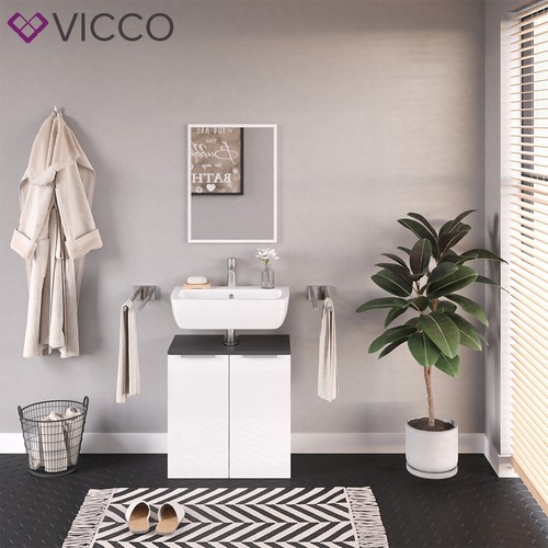 VICCO baño completo OTIS blanco - mueble alto mueble bajo mueble midi con espejo - Imagen 5 de 29