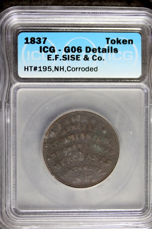 1837 - ICG G06 DETAILS E.F.SISE & CO. CIVIL WAR TOKEN!!  #B23861